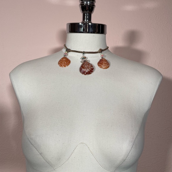 Vintage HAWAIIAN Real SHELL Leather Summer Beach Vacation Mermaid Core Necklace - Picture 8 of 9